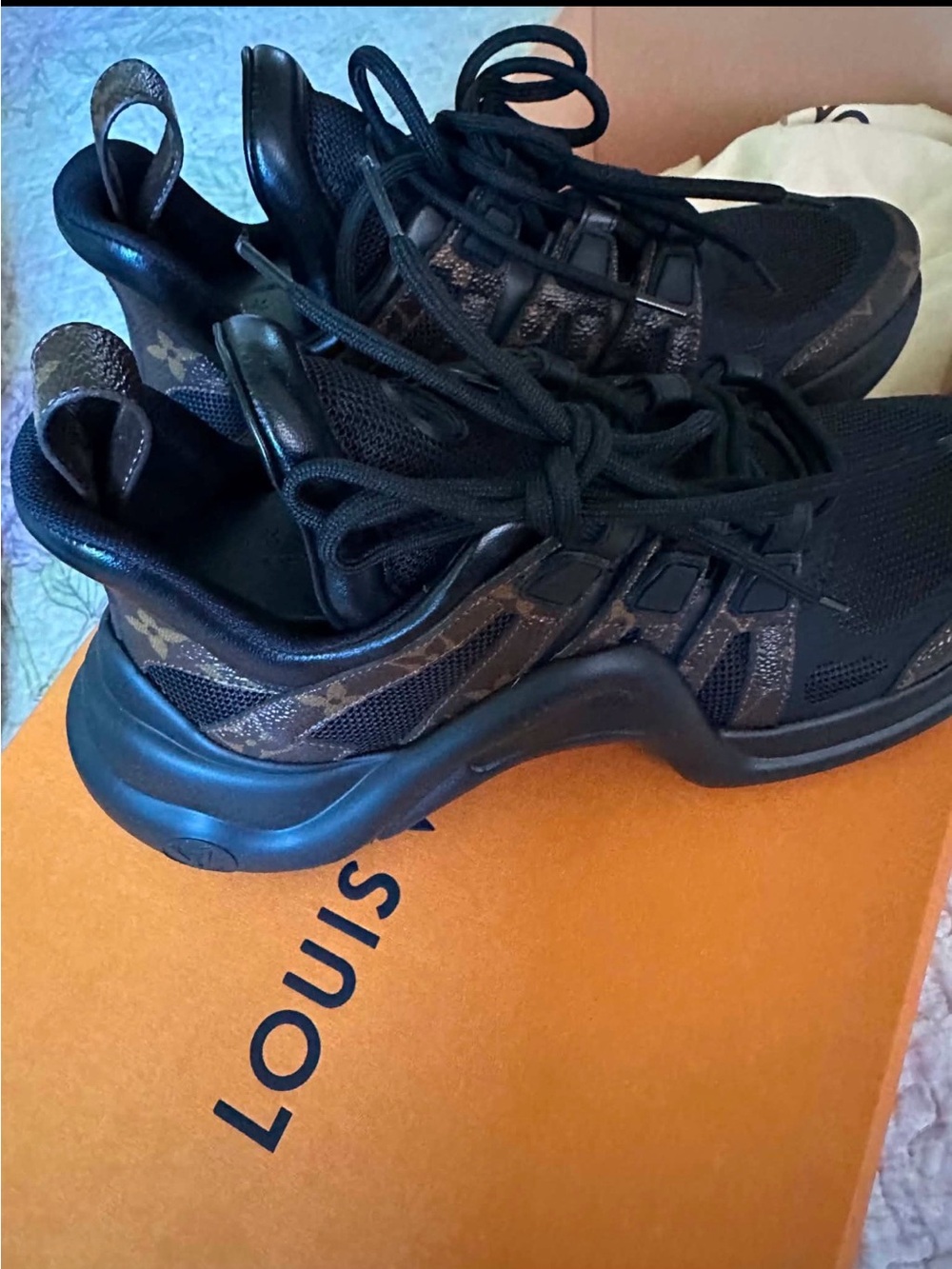 Louis Vuitton Black and Brown Monogram Men's Sneakers